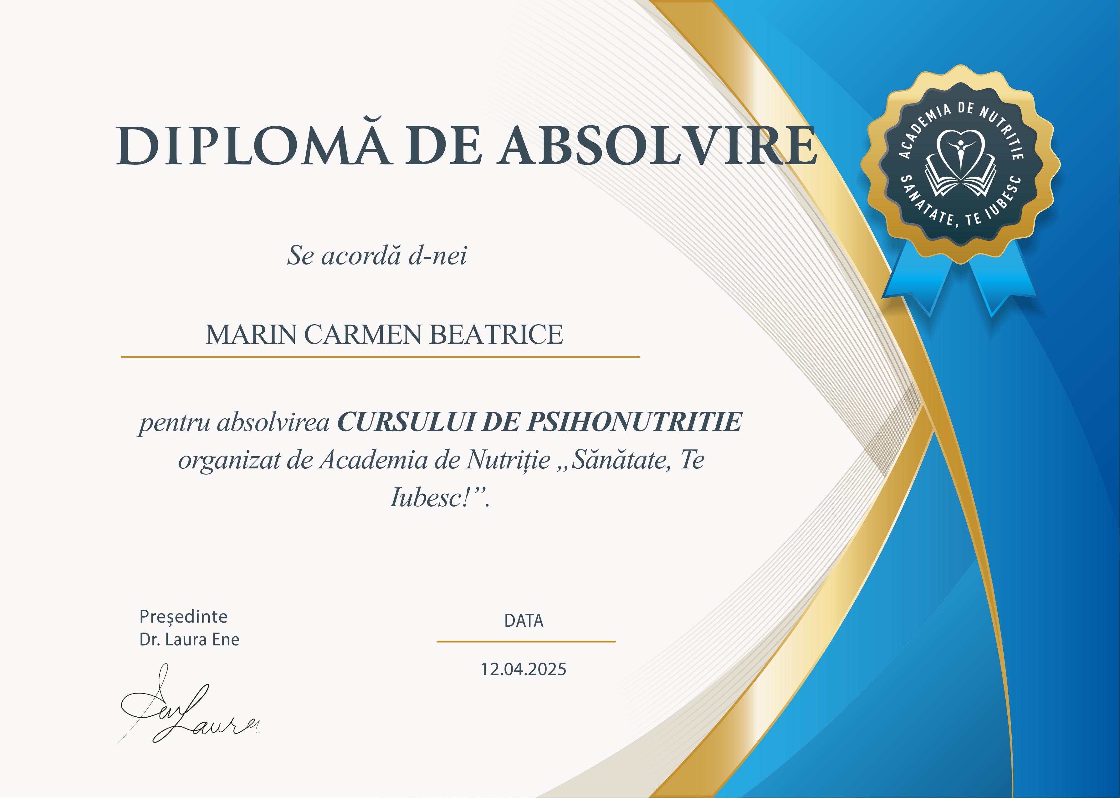 Certificare Formator Beatrice Marin